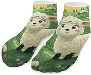 [QMNVBDS] Cute Cartoon Sheep Socks Ankle Length Socks Casual Short Socks for Women Men Low Cut Sports Socks Running Socks No Show Socks Ankle Socks Athletic Socks Workout Socks, Style, One Size, Style