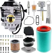 YFM250 Carburetor for Yamaha Bear Tracker 250 YFM250X, YFM250XH, YFM250X ATV Carb 1999 2000 2001 200 2003 2004 with Intake Manifold & Fuel Tank Petcock,Air Filter Replace# 4XE-14140-13-00