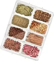 Ruaizel Spice Containers with 8 Comparments, Removable, Spice Box with Lid, Eight-Grid Spice Storage Box for Kitchen Countertop Cabinets Pantries (White)