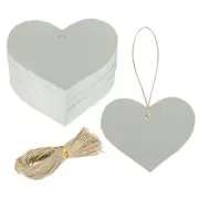 200Pcs Kraft Paper Gift Tags String 2.2 x 2.6 Inch Heart Shape Glittery Gray