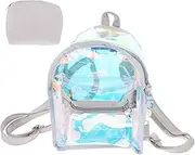 [BESPORTBLE] Chic Holographic Backpack for Transparent Silver Satchel with Capacity School Bag for Stationery and Cosmetics Stylish present for Friends