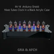 IN-14 Arduino Shield Nixie Tubes Clock Black Acrylic Case Temp sensor GPS Remote