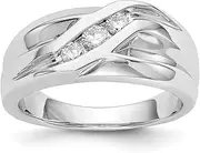 [Diamond2Deal] Women's 14K White Gold Diamond Men's Wedding Band Ring 0.353 cttw