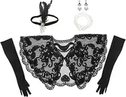 [TEMPNAP] Sequin Gloves Shawl Set for 1920s Flapper Dress Vintage Party Costumes Dance Accessory