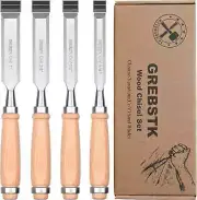 GREBSTK 9.5in Wood Chisel Set for Woodworking 4pcs Chrome Vanadium Steel Bench