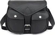 [VR CREATIVES] 13 Inch Black Leather Satchel Crossbody Messenger Bag Women Girls Purse Handbag Satchel Sling Shoulder Bags, Black, Medium