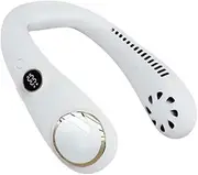 TooToo Rechargeable Portable Leafless Neck Fan Cooler Dual Effect Cooling Neckband USB (White)