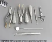 9 PCS DENTAL ORAL SURGERY KIT INSTRUMENTS EXTRACTING FORCEPS GOLD HANDLE DN-2121