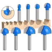 8pcs Core Box Router Bit Set 1/4" Shank Round Nose Woodworking Milling Cutter
