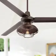 60" Turbina Industrial Indoor Outdoor Ceiling Fan with LED Light Remote Bronze
