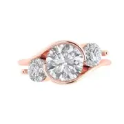 14K Rose Gold Three-Stone Promise Ring, 3.5 ct Round Cut Simulated Diamond
