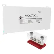 VoltX 12V 100Ah Blade Lithium Battery + Bus Bar M8 Power Distribution Terminal Block (4 GANG 300A Red)