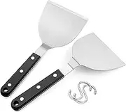 HaSteeL Metal Spatula Set of 2, Stainless Steel Griddle Spatula Turner with ABS Plastic Handles, Professional Griddle Tools for Flat Top Teppanyaki Cooking Grilling Indoor & Outdoor, Dishwasher Safe