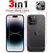 For iPhone 14 13 12 Pro Max + Lens Camera Tempered Glass Back Screen Protector