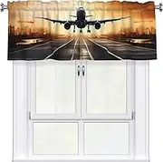 LHBWCVN Backpack Airplane Valances for Windows, Rod Pocket Window Treatment Drapes Farmhouse Kitchen Curtains Short Blackout Window Curtains for Living Room Bedroom Decor 54x18 Inch