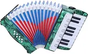 Eujgoov Beginner Accordion, 17 Key, 8 Bass, Green, Adjustable Strap