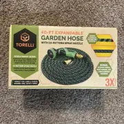 Torelli 40-Foot Expandable Garden Hose with 10 Pattern Spray Nozzle - Brand New