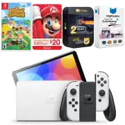 Nintendo Switch White OLED + Animal Crossing New Horizons + $20 eShop Gift Card