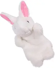 STOBOK 1pc Plush Toy Stuffed Animals for Kids Farm Animals Puppets Stuffed Throw Pillows Role Play Hand Puppet Party Favors Kids Toy Figure Parent-Child Pp Cotton Rabbit White