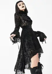 [Devil Fashion] Lace Bell Sleeve High Low Dress