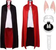 Halloween Vampire Cloak, 55” Reversible Halloween Costume Cape with Vampire Teet