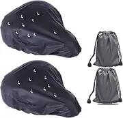 Saddle Protector Waterproof Bicycle Set of 2 Saddle Cover Waterproof with Storage Bag, Elastic Waterproof Bicycle Saddle Protective Cover for Most Bicycle Saddles Such as Road Bike, Women's Bike,