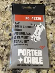 Porter Cable 1/4" Solid Carbide Burr Fiberglass & Cement Board Bit No. 43229 NEW