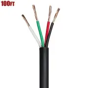 100FT 18 Gauge 4 Conductor Speaker Wire Cable Pure Bare Copper IN WALL CMP Rated