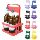 Folding Wine Rack Foldable Plastic Cup Holder Portable Drink Carrier with Handle