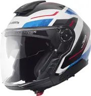 Schuberth J2 Sigma Jet Helmet, white-red-blue, Size 53 for Men White Red Blue