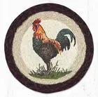 Rustic Rooster Chicken 10" Round Placemat Trivet Earth Rugs, Braided Jute