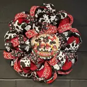 Valentine's Day Cow Wreath For Front Door Handmade 20 Inch Deco Mesh