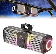 KEMIMOTO Midnight S40 16-inch Metal UTV Sound Bar Waterproof IP66 Waterproof Music Sync Multicolor Light Wireless Soundbar for UTV Golf Cart Marine Boat w/1''-2'' Roll Bar