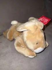 Russ Berrie Hoppetty Light Brown /White Stuffed Animal Bunny Rabbit-Easter-w/Bow