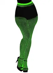 [Heyjoin] Women Glow in the Dark Fishnet Stockings Luminous Glowing Fishnet Socks Sexy High Waist Tights for Party Stage Performance Halloween Dress up