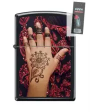 Zippo 218 Henna Print Tattoo Festive RARE Lighter + FLINT PACK