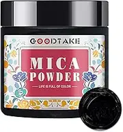 GOODTAKE Black Mica Powder, Black Natural Mica Powders for Epoxy Resin, Eye Shadow, Car Paint, Dye, Soap Making, Nail Polish, Candle Making, Bath Bombs - Epoxy Resin Color Pigment (Black, 4 oz)