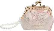 [Holibanna] Ladies Purse Chinese Fabric Pearl Embroidery Clutch Bag Stylish Evening Handbag for Women