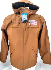NEW Columbia Oroville Creek Lined Brown Flag Patch Hooded Zip Jacket Men's M