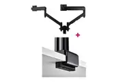 Atdec AWMS-2-D13 Dual 690mm Dynamic Monitor Arms + 135mm Post / 8kg (17.6lb) Flat and Curved Screens + C Clamp Desk Fixing, Black