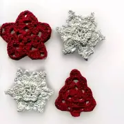 8 Christmas snowflakes Stars Crochet Xmas tree silver red stars Hanging decor