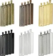 Unlorspy 24 Sets Rectangle Pendant Tray Set Including 24 Pcs 6 Colors Rectangle Blank Bezel Pendant Trays & 24 Pcs Clear Glass Cabochons for DIY Jewelry Photo Craft Making