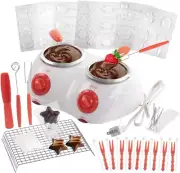 Dual Electric Chocolate Melting Gift Pot Set- Candy Making or Fondue Fountain Ki