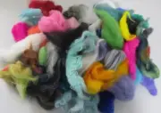 Dyed Wool Roving Lot for Felting Mixed Colors Snippets from Past Projects 100 gr