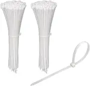 KOOWIN 200 Pack 6 Inch 18 Lbs Tensile Strength Self-Locking Eco-Friendly Nylon Plastic Cable Zip Ties Heavy Duty White Wire Tie Wraps for Home, Office, Garden, Garage, Workshop (Small, 200pcs)