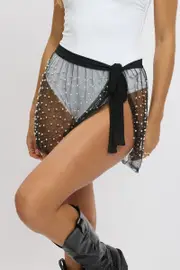 Black Tie Side Beach Festival Skirt - Size ONE, Women's Gift