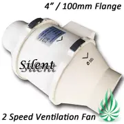 [2x] Hydroponics 2 Speed Silent Inline Duct Grow Tent Exhaust Quiet Fan 4"/100MM