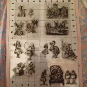 Acrylic STAMP Set Alice Wonderland Tea Mad Hatter White Rabbit Heart Tweedle Dee