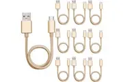 10 Pack 1m Data Transfer Charger Charging Micro USB Cable Cord for Android Phone Device Tablet Bulk Braided Gold Nylon