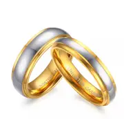 Gold Wedding Band Tungsten Ring